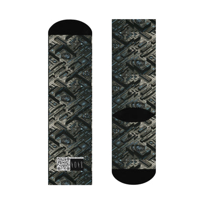 Tech Noir Futuristic Tech Aesthetic with a Dark Twist Cushioned Crew Socks - 8404 Design-53