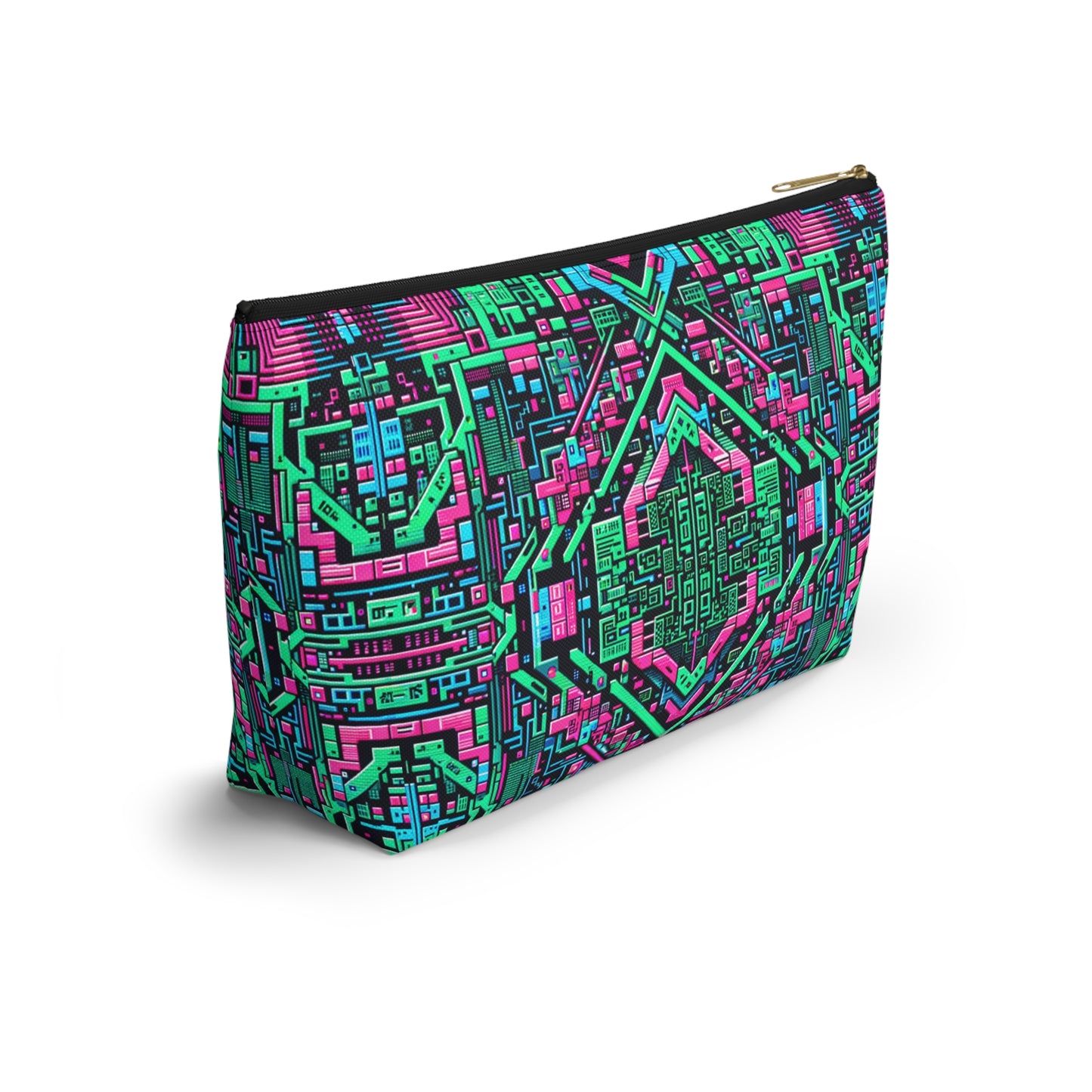 Digital Glitch Vibes Tech-Inspired Streetwear Accessory Pouch W T-Bottom - 8404 Design-71