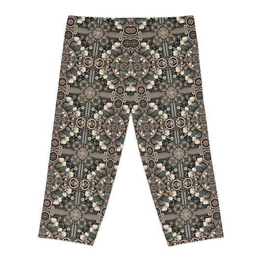 Cyber Garden Party Tech Garden Extravaganza Women's Capri Leggings - 8404 Design-66