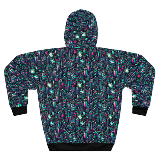 Digital Rebellion Tech-Inspired Streetwear Pullover Hoodie - 8404 Design-58