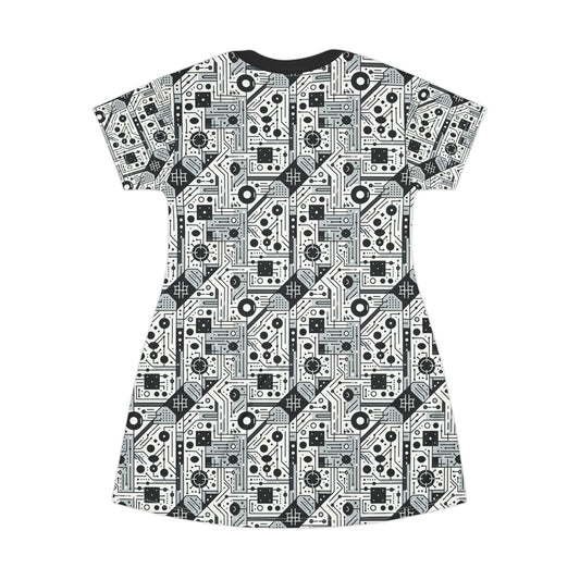 Digital Minimalism Minimalist Tech T-Shirt Dress - 8404 Design-48