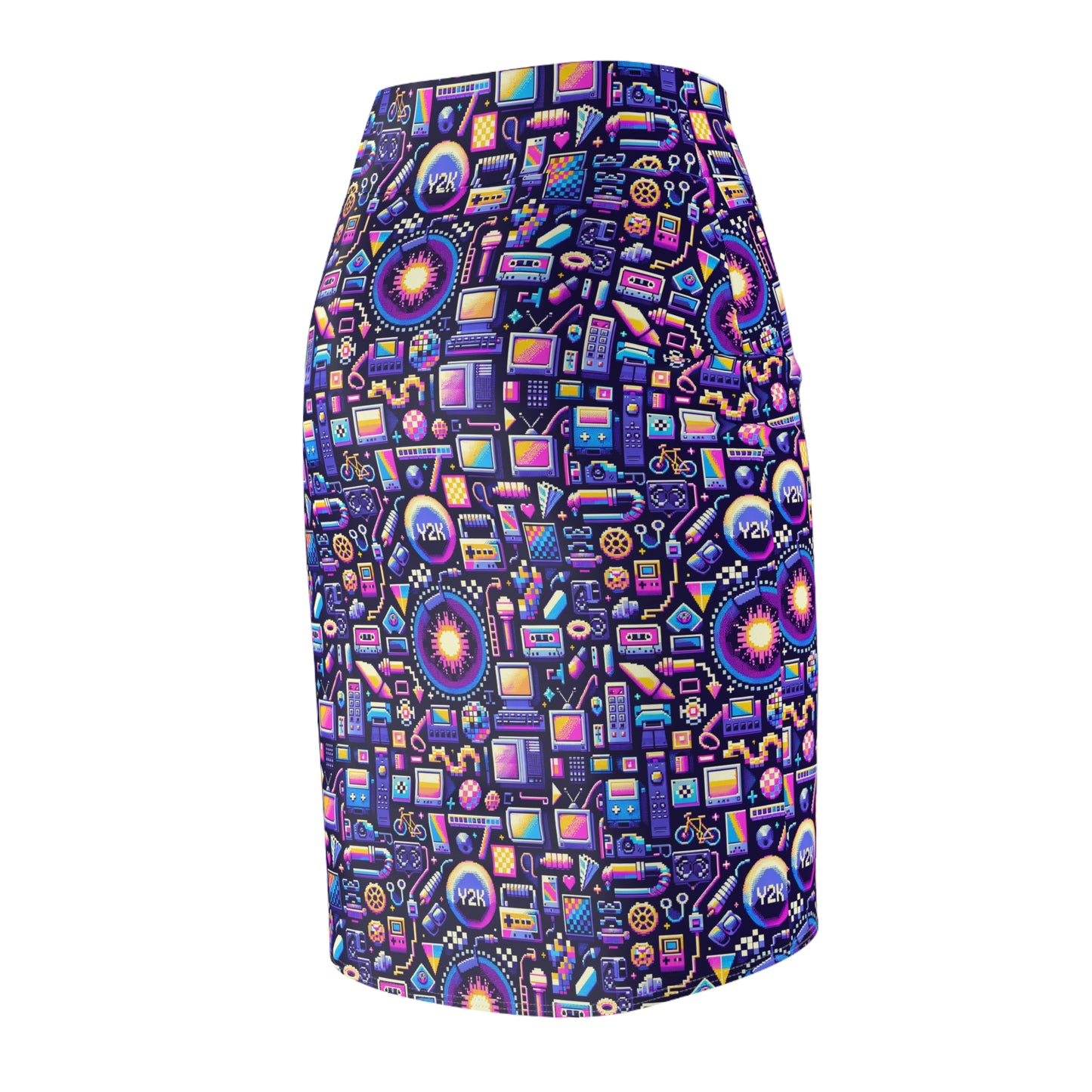 Digital Nostalgia Modern Retro Fusion Women's Pencil Skirt - 8404 Design-64