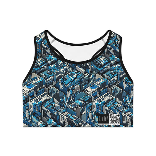 Tech Urban Camo Tech-Forward Streetwear With a Futuristic Military Edge Sports Bra - 8404 Design-51