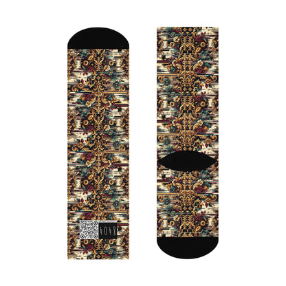Digital Renaissance Modern Baroque Fusion Cushioned Crew Socks - 8404 Design-63