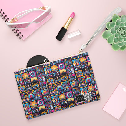 Digital Pop Culture Mashup Maximalist Pop Clutch Bag - 8404 Design-52