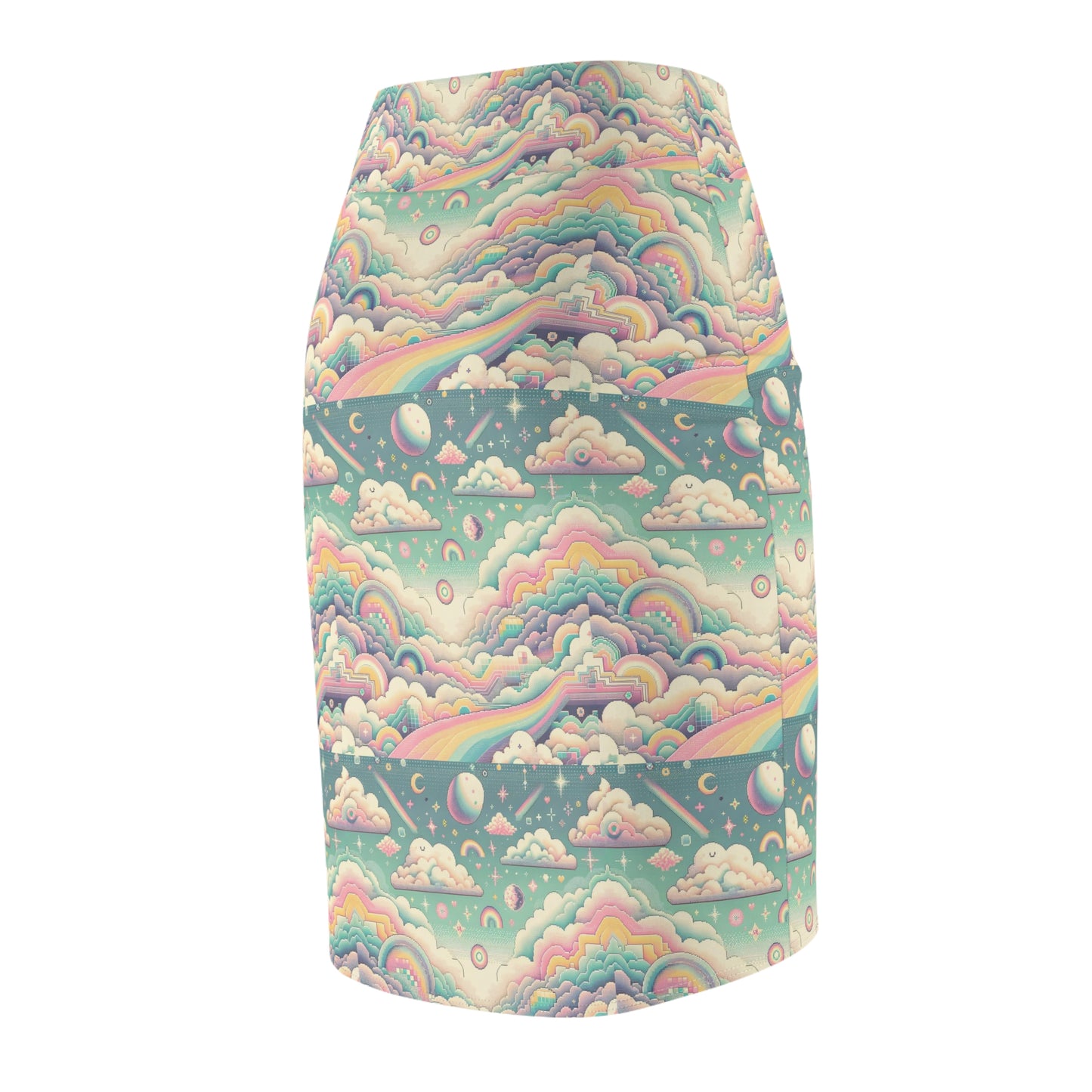 Digital Dreamland Whimsical and Nostalgic Streetwear With a Digital Twist Women's Pencil Skirt - 8404 Design-65