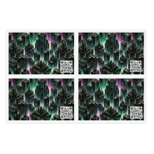 Tech Noir Aesthetics Tech-Forward Urban Dystopia Sticker Sheets - 8404 Design-44