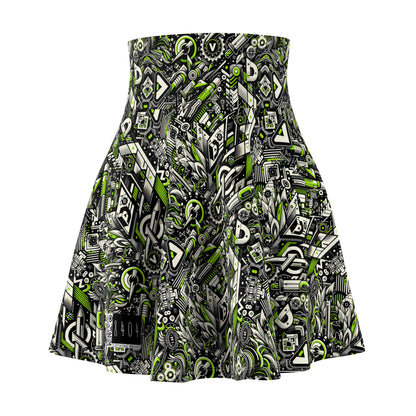 Graffiti Tech Fusion Bold Streetwear Fusion Women's Skater Skirt - 8404 Design-59