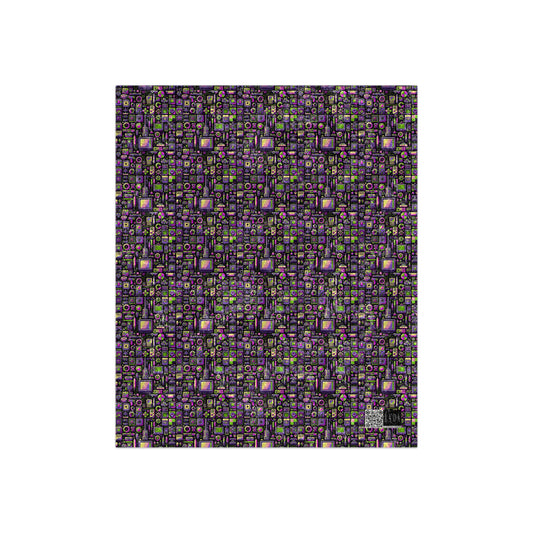 Digital Nostalgia Remix Modern Vintage Fusion Crushed Velvet Blanket - 8404 Design-67