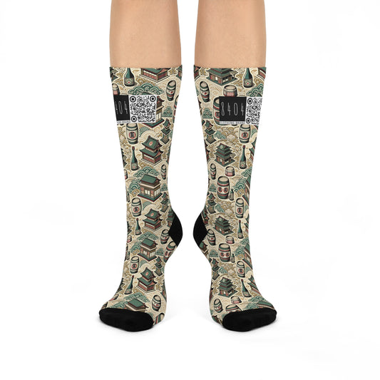 Cultural Artisanal Fusion Contemporary Cultural Elegance Cushioned Crew Socks - 8404 Design-68