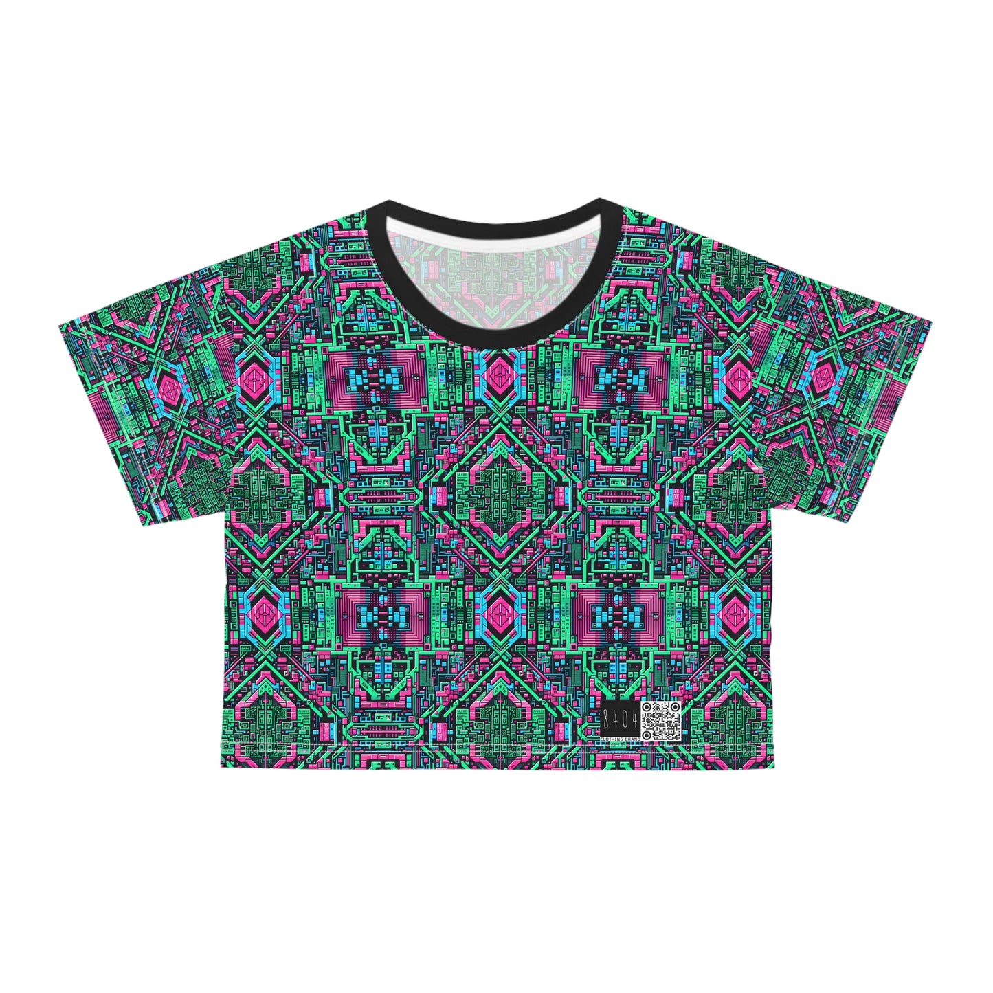 Digital Glitch Vibes Tech-Inspired Streetwear Crop Tee - 8404 Design-71