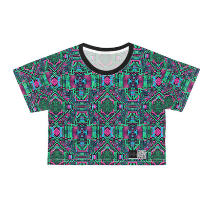 Digital Glitch Vibes Tech-Inspired Streetwear Crop Tee - 8404 Design-71