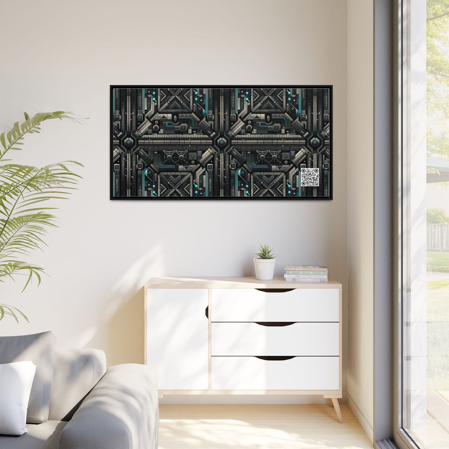 Tech Noir Futuristic Tech Aesthetic with a Dark Twist Matte Canvas, Framed (multi-color) - 8404 Design-59 B