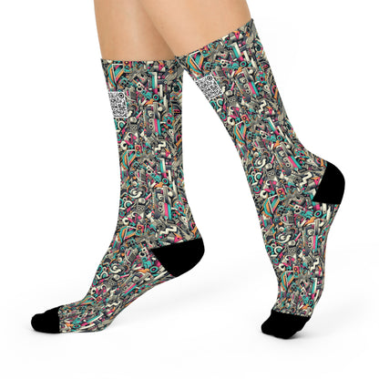 Digital Street Art Urban Street Style Cushioned Crew Socks - 8404 Design-74
