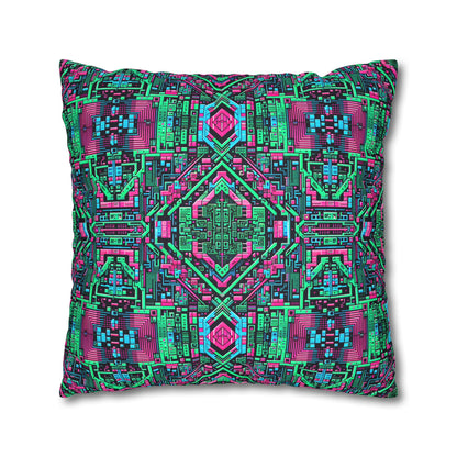 Digital Glitch Vibes Tech-Inspired Streetwear Faux Suede Square Pillowcase - 8404 Design-71