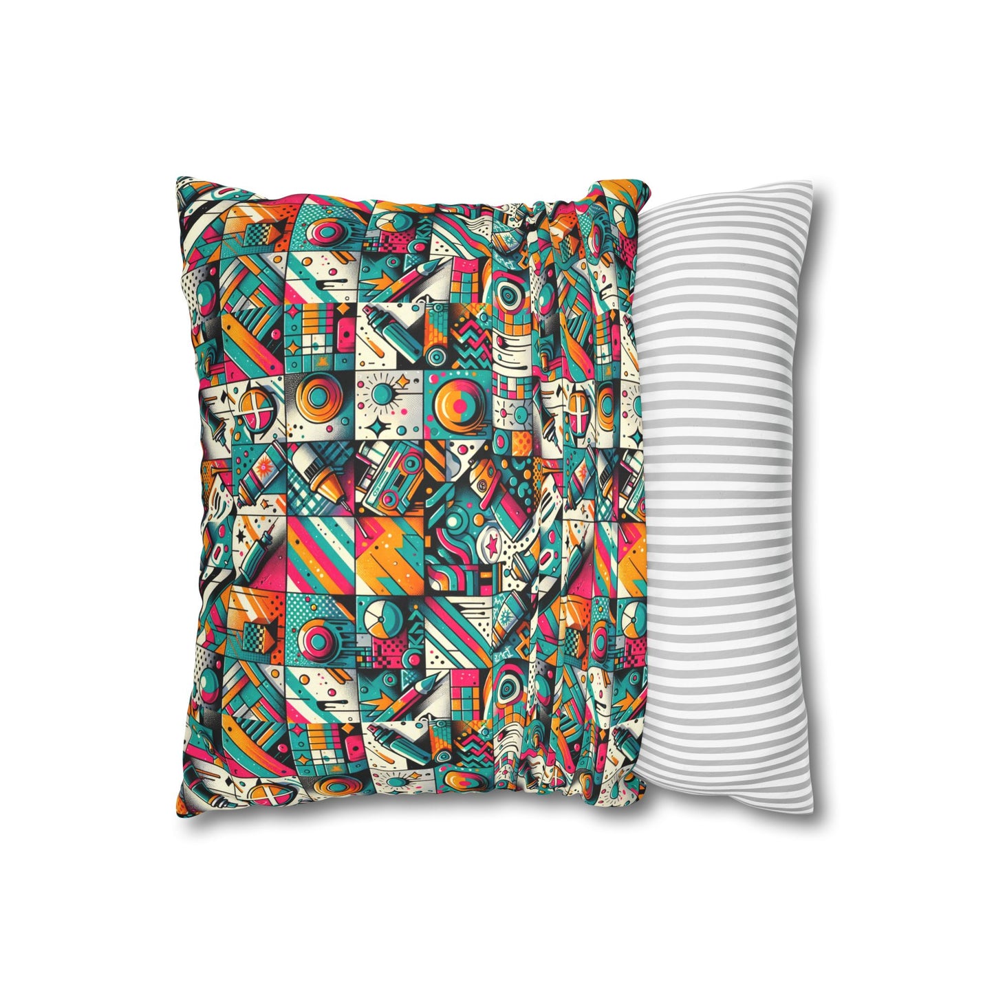 Graffiti Fusion Modern Street Art Fusion Faux Suede Square Pillowcase - 8404 Design-58