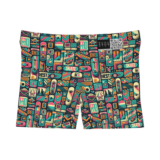 Skate Culture Revival Urban Retro Cool Women's Shorts - 8404 Design-61