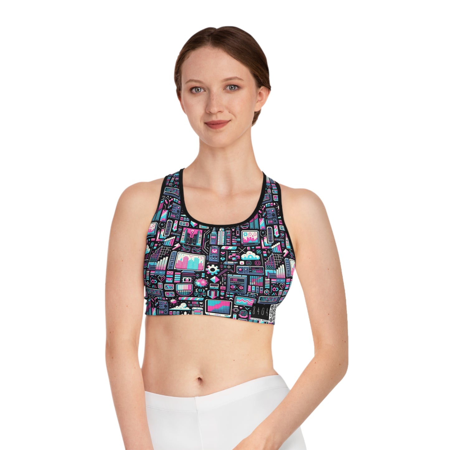Digital Rebellion Youthful Streetwear with a Rebellious Digital Twist Sports Bra - 8404 Design-71