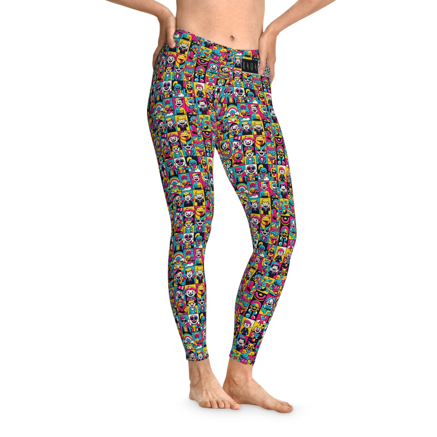 Neon Pop Playful Pop Culture Mashup Stretch Leggings - 8404 Design-60
