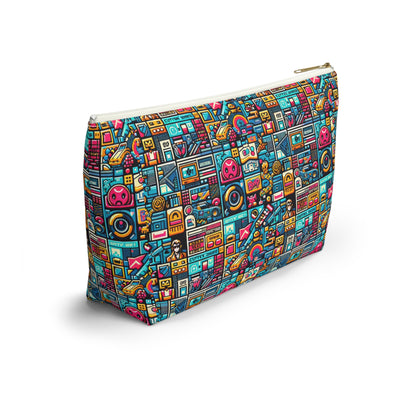 Digital Pop Culture Mashup Maximalist Pop Accessory Pouch W T-bottom - 8404 Design-47