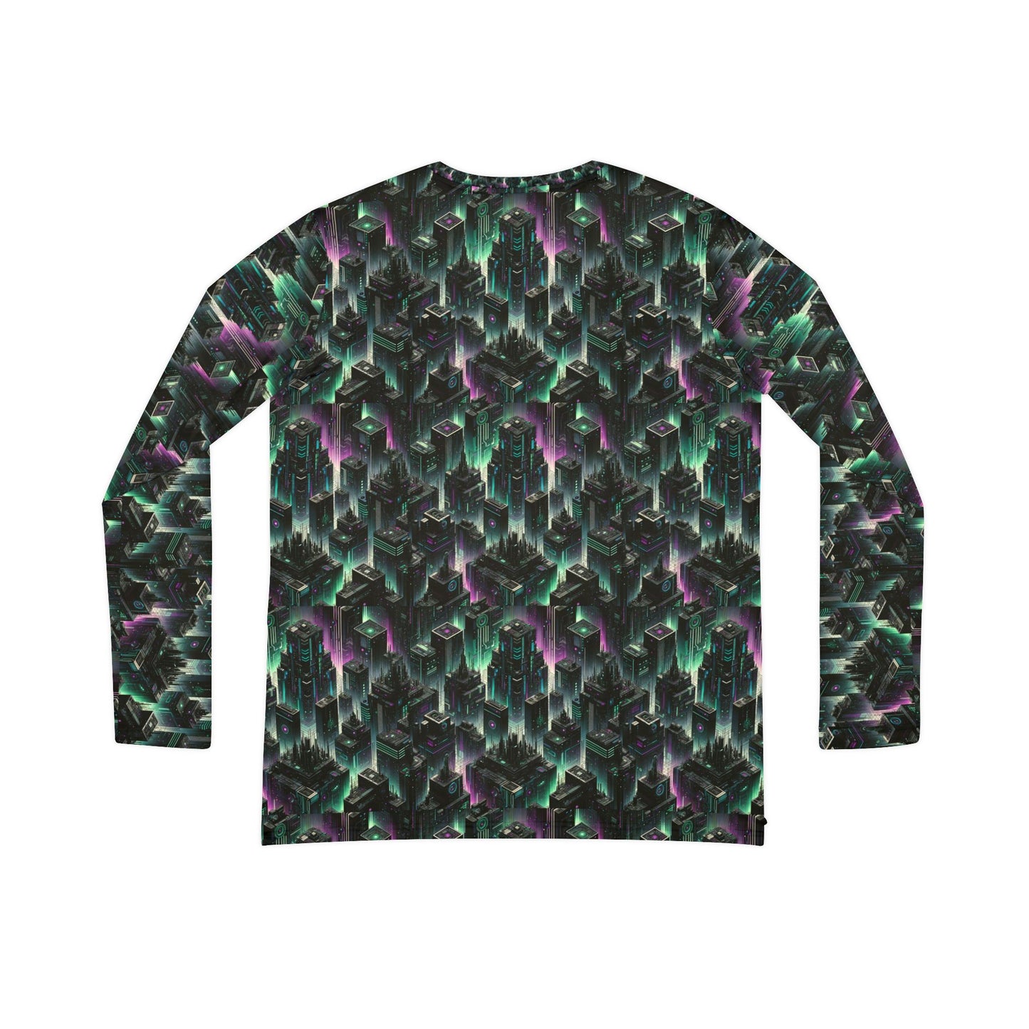 Tech Noir Aesthetics Tech-Forward Urban Dystopia Women's Long Sleeve V-Neck Shirt - 8404 Design-44