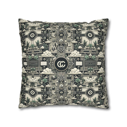Cyber Garden Party Tech Garden Extravaganza Spun Polyester Square Pillowcase - 8404 Design-54