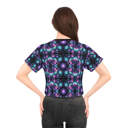 Iridescent Dream Futuristic Tech Crop Tee - 8404 Design-60