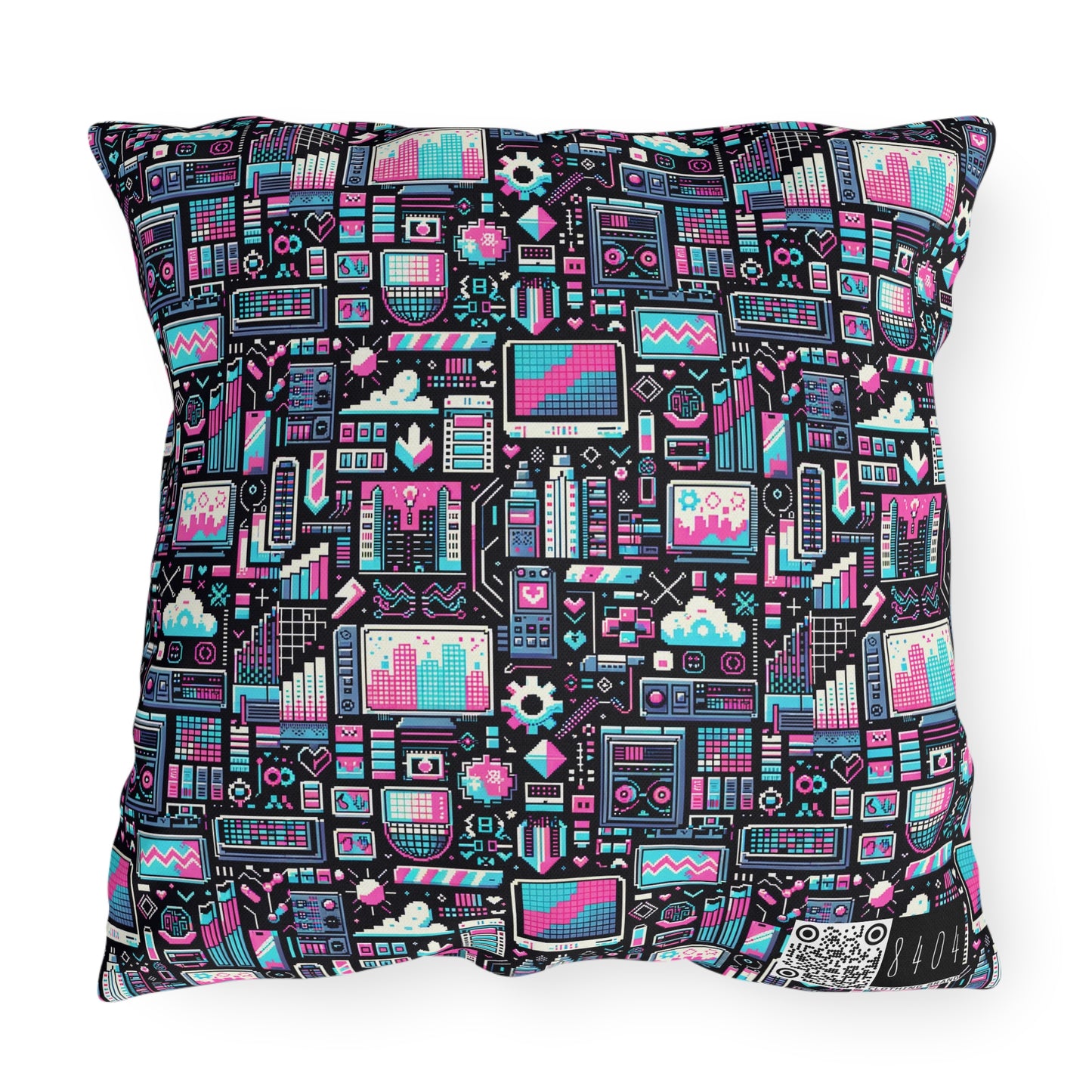 Digital Rebellion Youthful Streetwear with a Rebellious Digital Twist Outdoor Pillow - 8404 Design-71