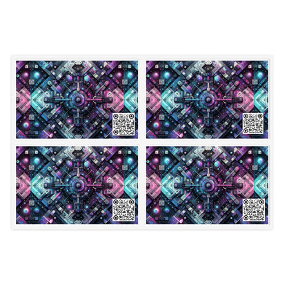 Galactic Hues Tech-Forward Cosmic Fusion Sticker Sheets - 8404 Design-54