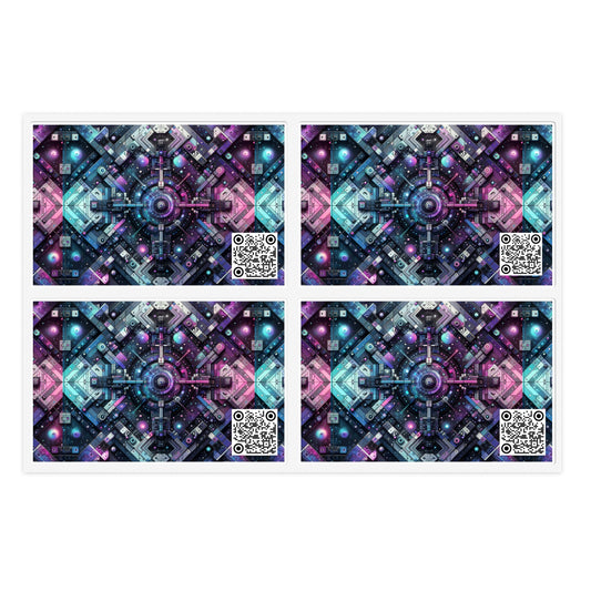 Galactic Hues Tech-Forward Cosmic Fusion Sticker Sheets - 8404 Design-54