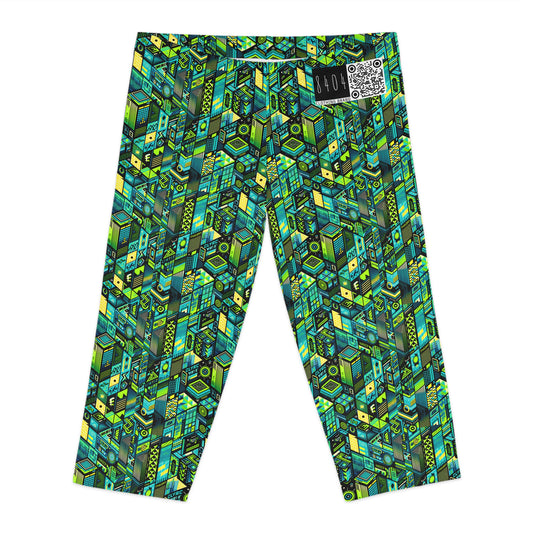 Tech-Infused Neon Tech-Forward Streetwear Women's Capri Leggings - 8404 Design-61