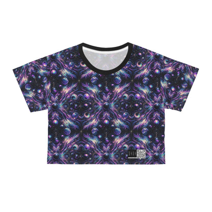 Galactic Hues Tech-Forward Cosmic Fusion Crop Tee - 8404 Design-41