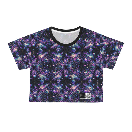 Galactic Hues Tech-Forward Cosmic Fusion Crop Tee - 8404 Design-41
