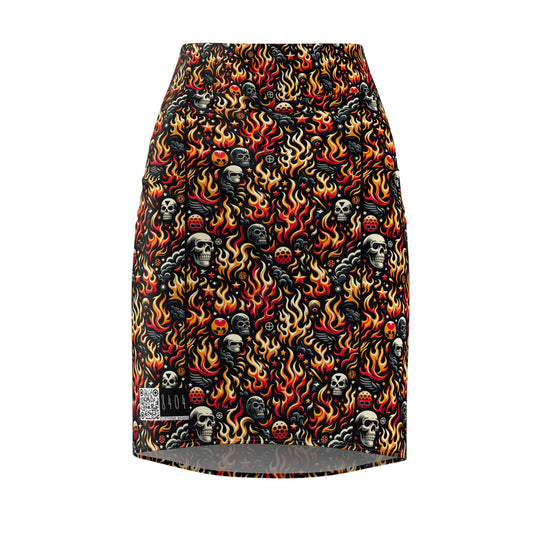 Flame Graphics Maximalist Streetwear Women's Pencil Skirt - 8404 Design-76