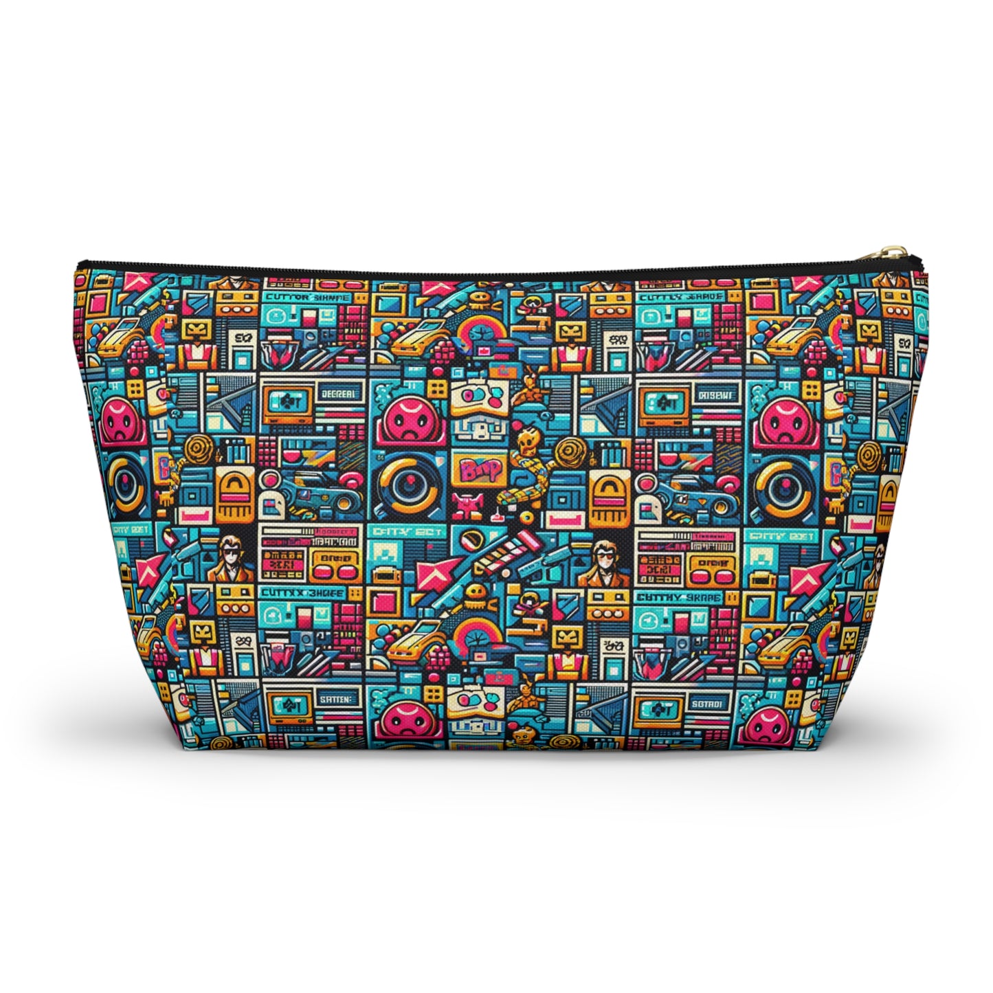 Digital Pop Culture Mashup Maximalist Pop Accessory Pouch W T-bottom - 8404 Design-47