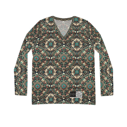 Neo-Dandyism Modern Dandy Streetwear Women's Long Sleeve V-Neck Shirt - 8404 Design-56