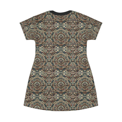 Urban Renaissance Historical Fusion With Street Edge T-Shirt Dress - 8404 Design-57