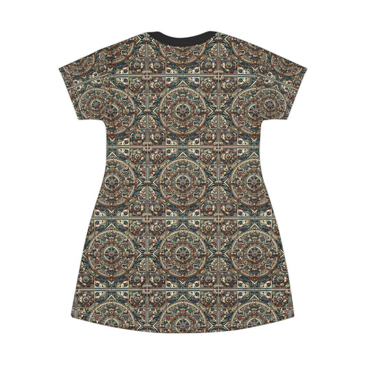 Urban Renaissance Historical Fusion With Street Edge T-Shirt Dress - 8404 Design-57