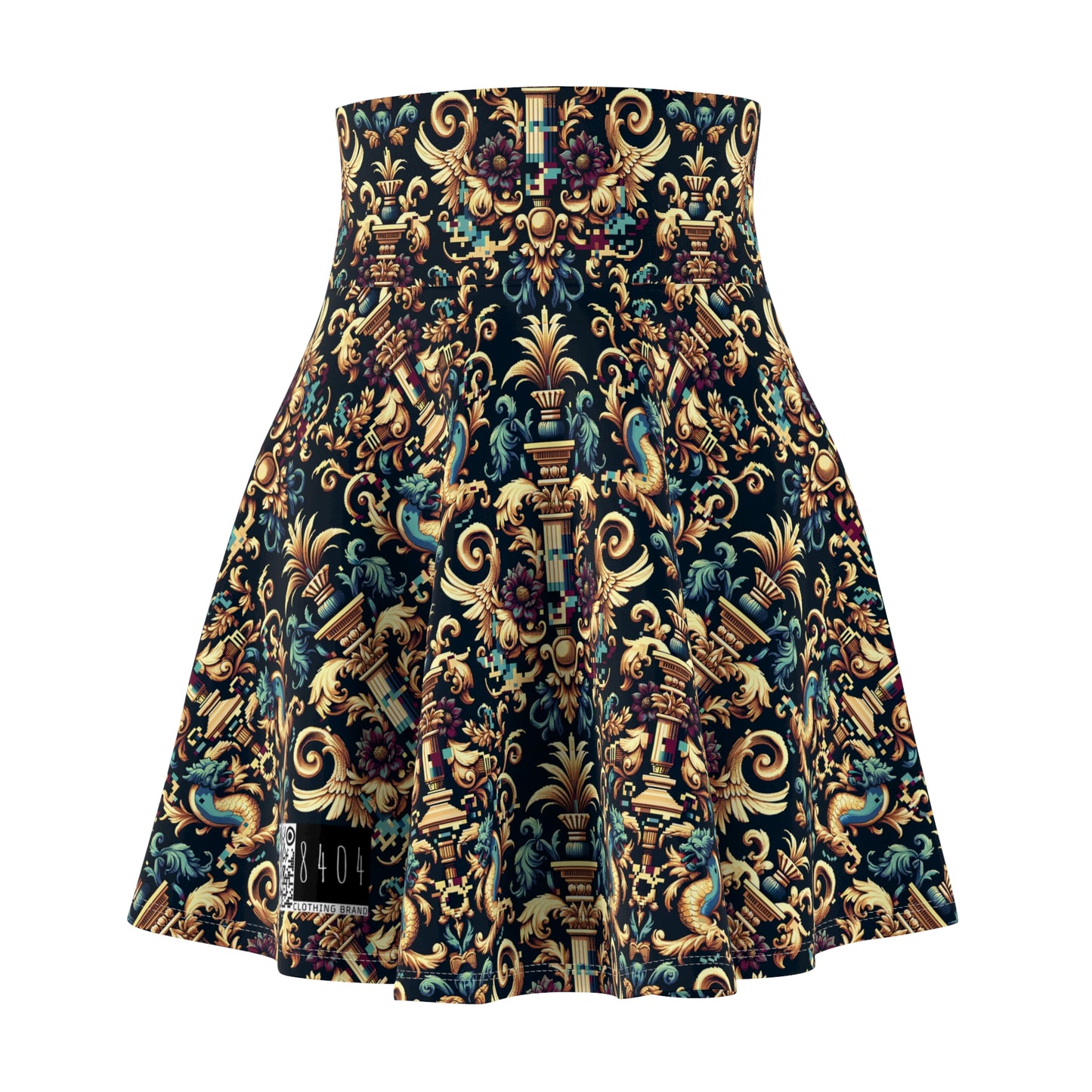 Digital Renaissance Modern Baroque Fusion Women's Skater Skirt - 8404 Design-57
