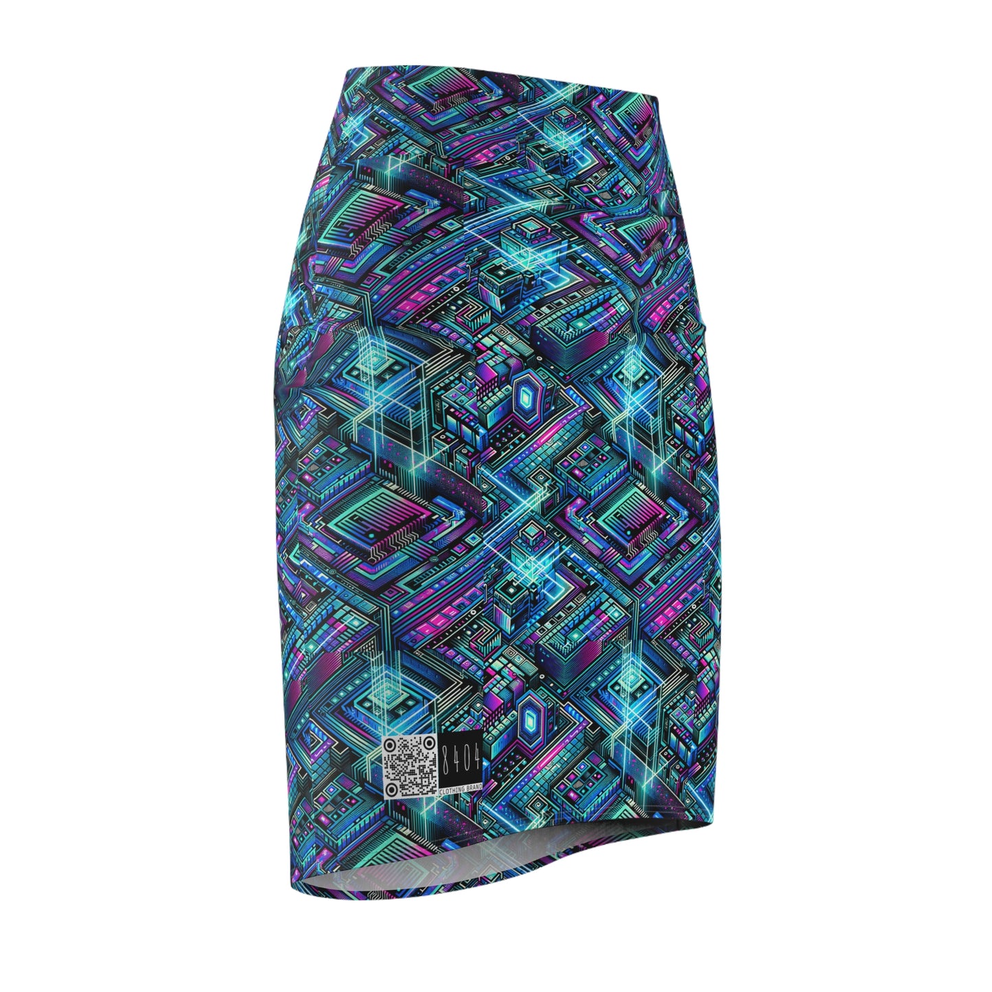 Digital Dreamland Futuristic Tech Aesthetic Women's Pencil Skirt - 8404 Design-42