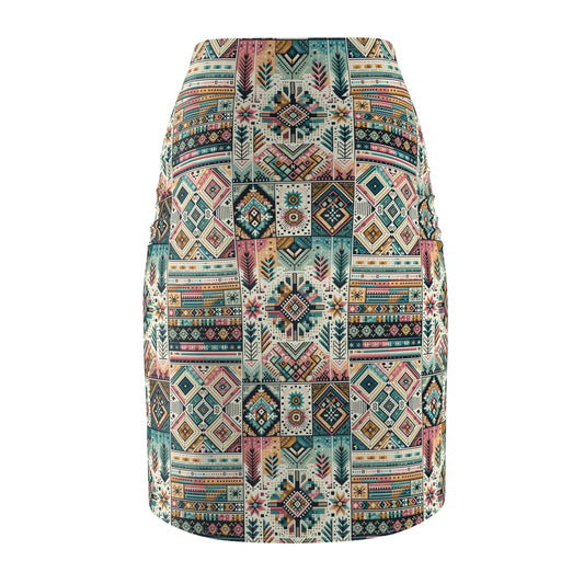 Digital Artisanal Fusion Digital Artisanal Women's Pencil Skirt - 8404 Design-49