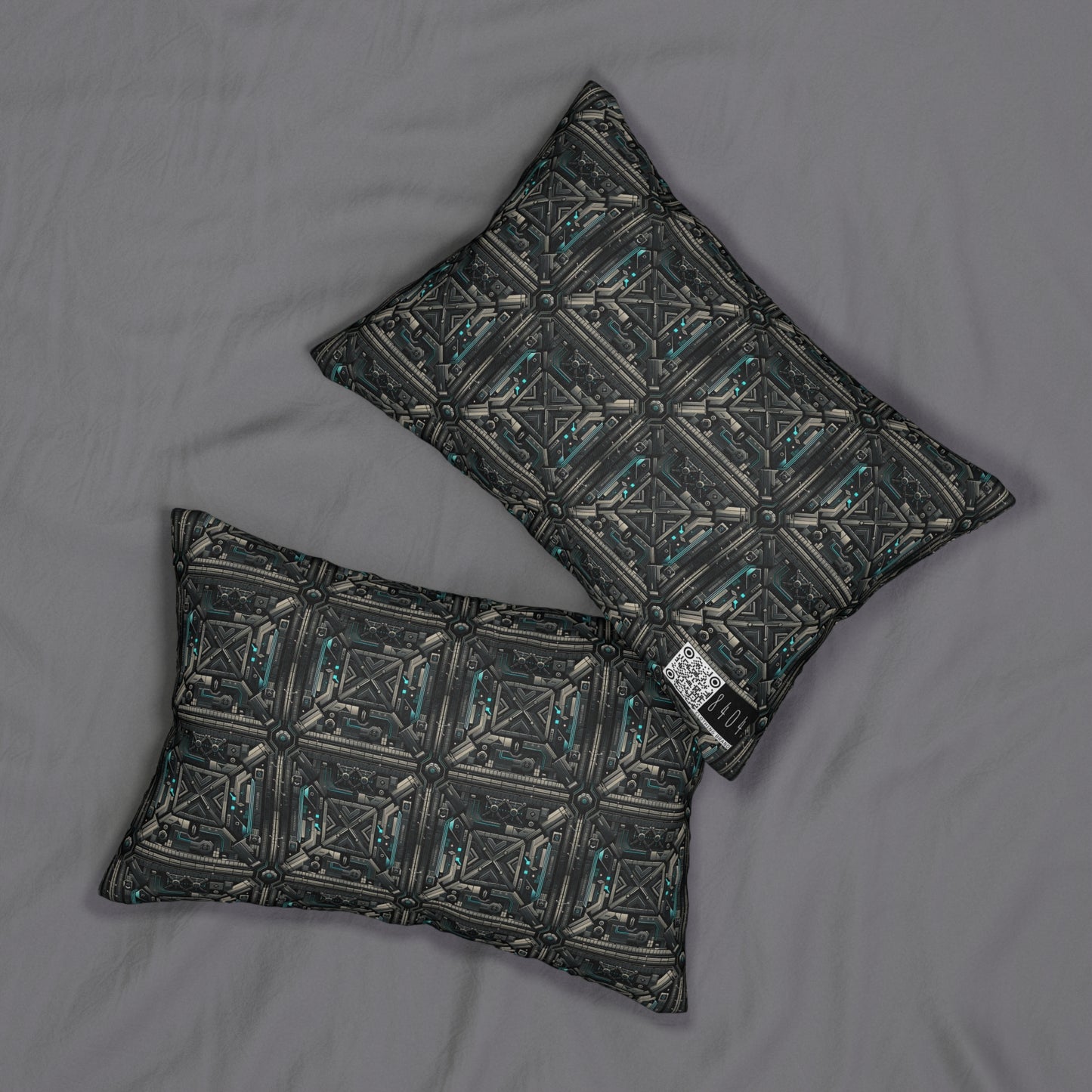 Tech Noir Futuristic Tech Aesthetic with a Dark Twist Spun Polyester Lumbar Pillow - 8404 Design-59 S