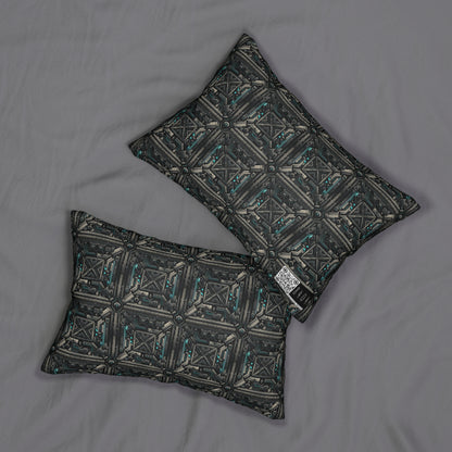 Tech Noir Futuristic Tech Aesthetic with a Dark Twist Spun Polyester Lumbar Pillow - 8404 Design-59 S