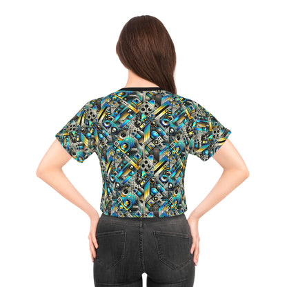 Tech Art Fusion Tech-Forward Streetwear Crop Tee - 8404 Design-50