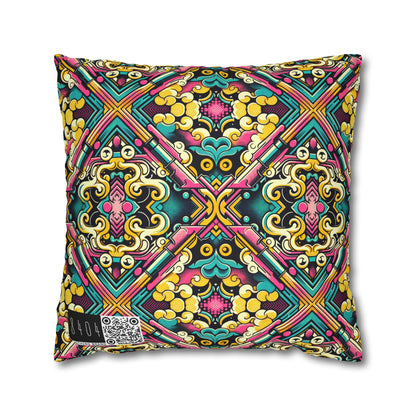 Neon Pop Art Revival Pop Culture Retro Spun Polyester Square Pillowcase - 8404 Design-59