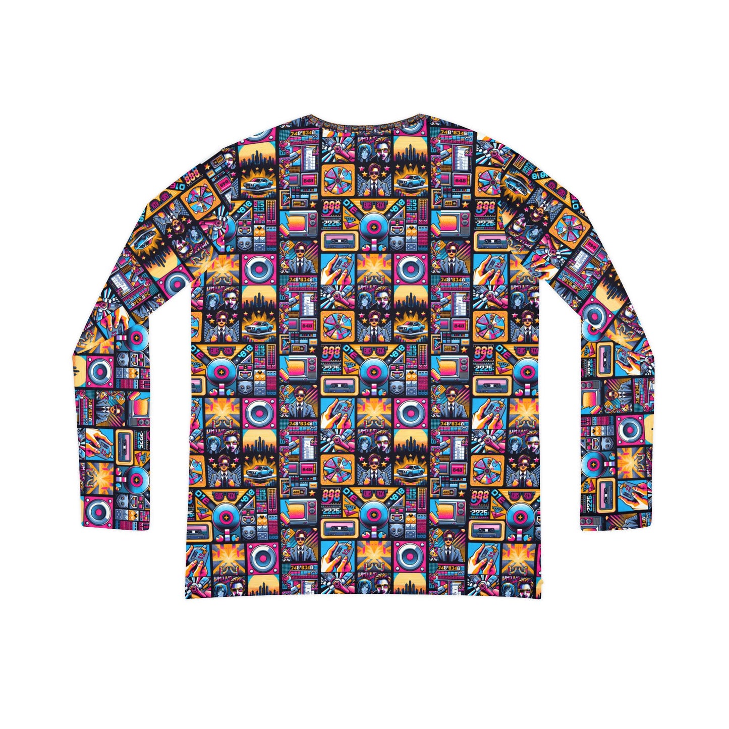 Digital Pop Culture Mashup Maximalist Pop Women's Long Sleeve V-neck Shirt - 8404 Design-52