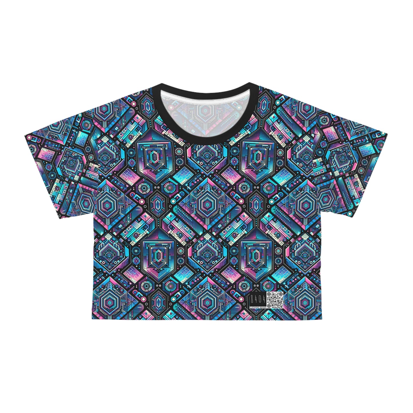 Digital Dreamland Futuristic Tech Aesthetic Crop Tee - 8404 Design-46