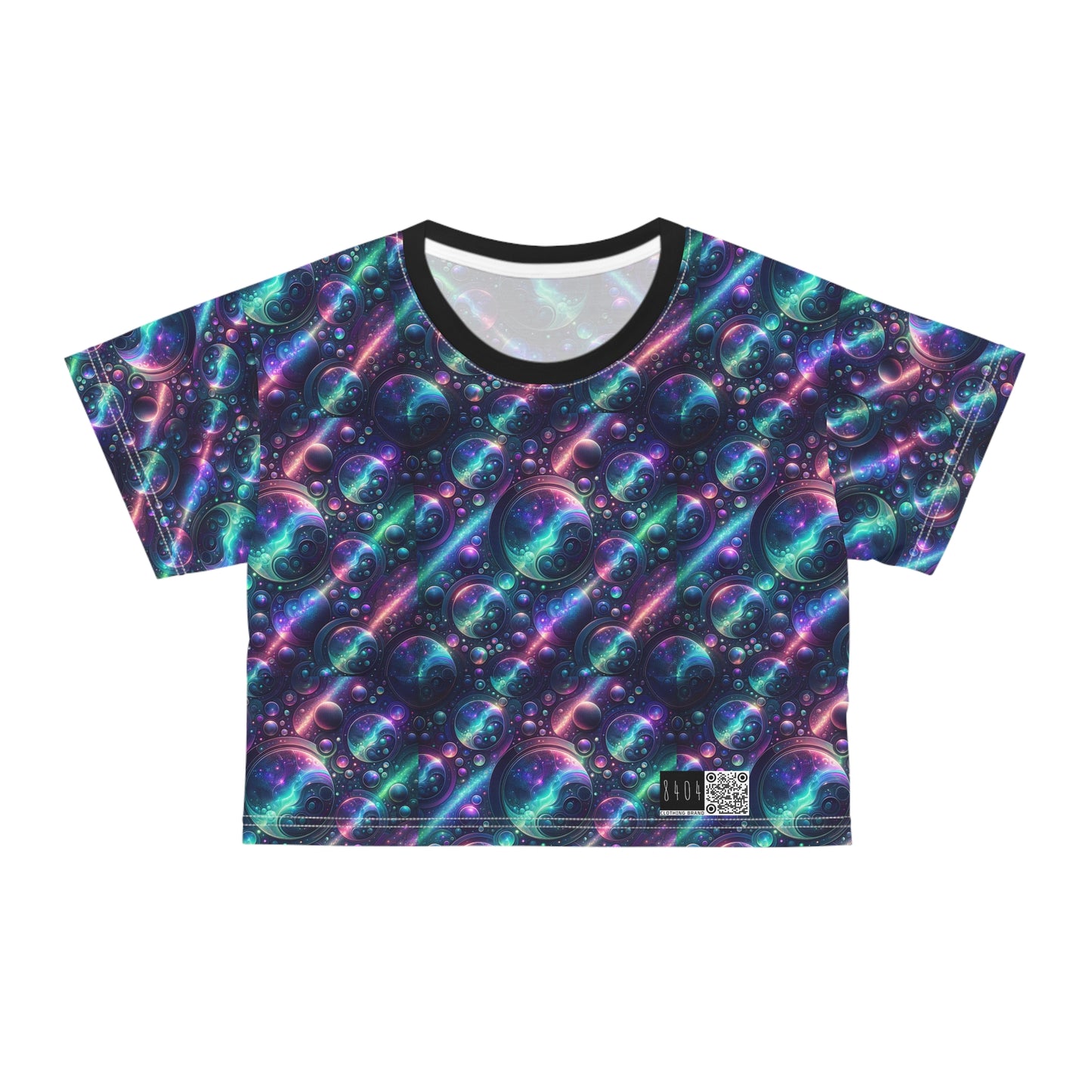Iridescent Tech Fusion Tech-Forward Streetwear Crop Tee - 8404 Design-51