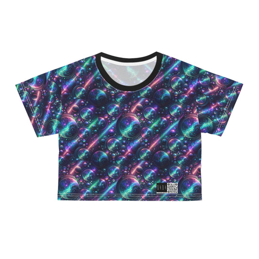 Iridescent Tech Fusion Tech-Forward Streetwear Crop Tee - 8404 Design-51
