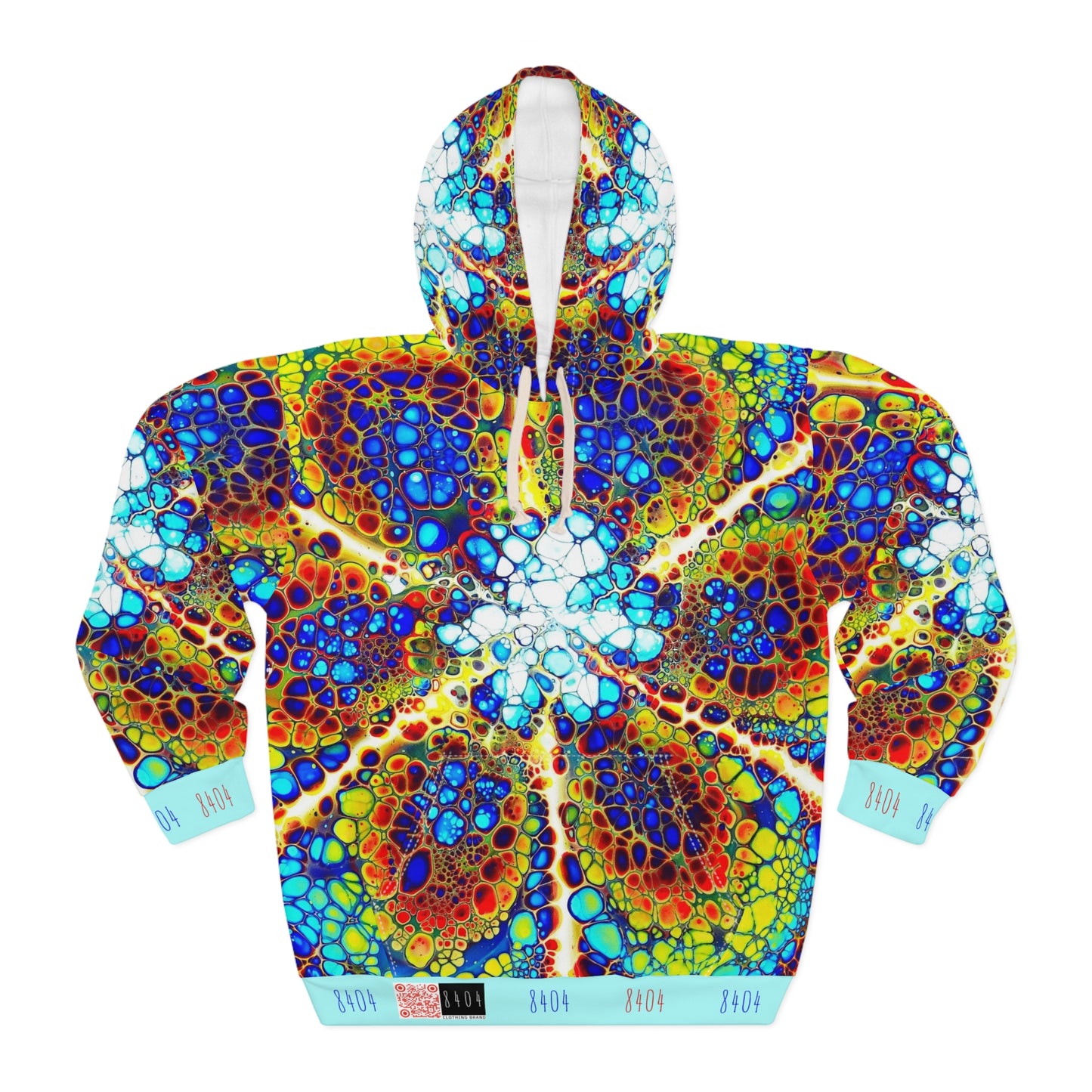 8404's Unisex Adult "Fusion Flower in Glacier Blue" Fashion Pullover Hoodie